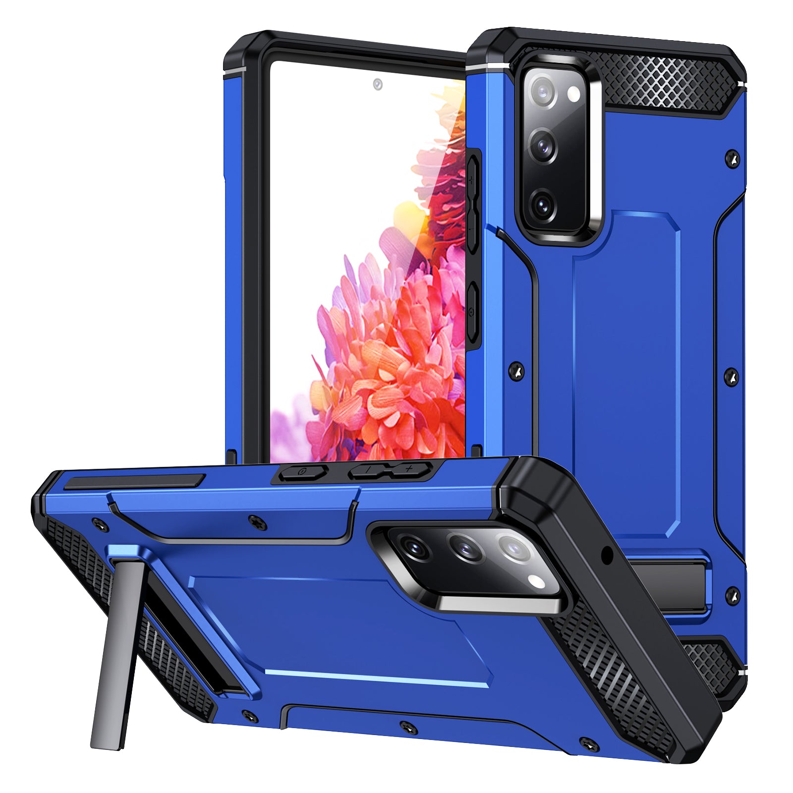 For Samsung Galaxy S21 FE 5G Kickstand Case TPU PC Dual Layer Protection Shockproof Phone Cover