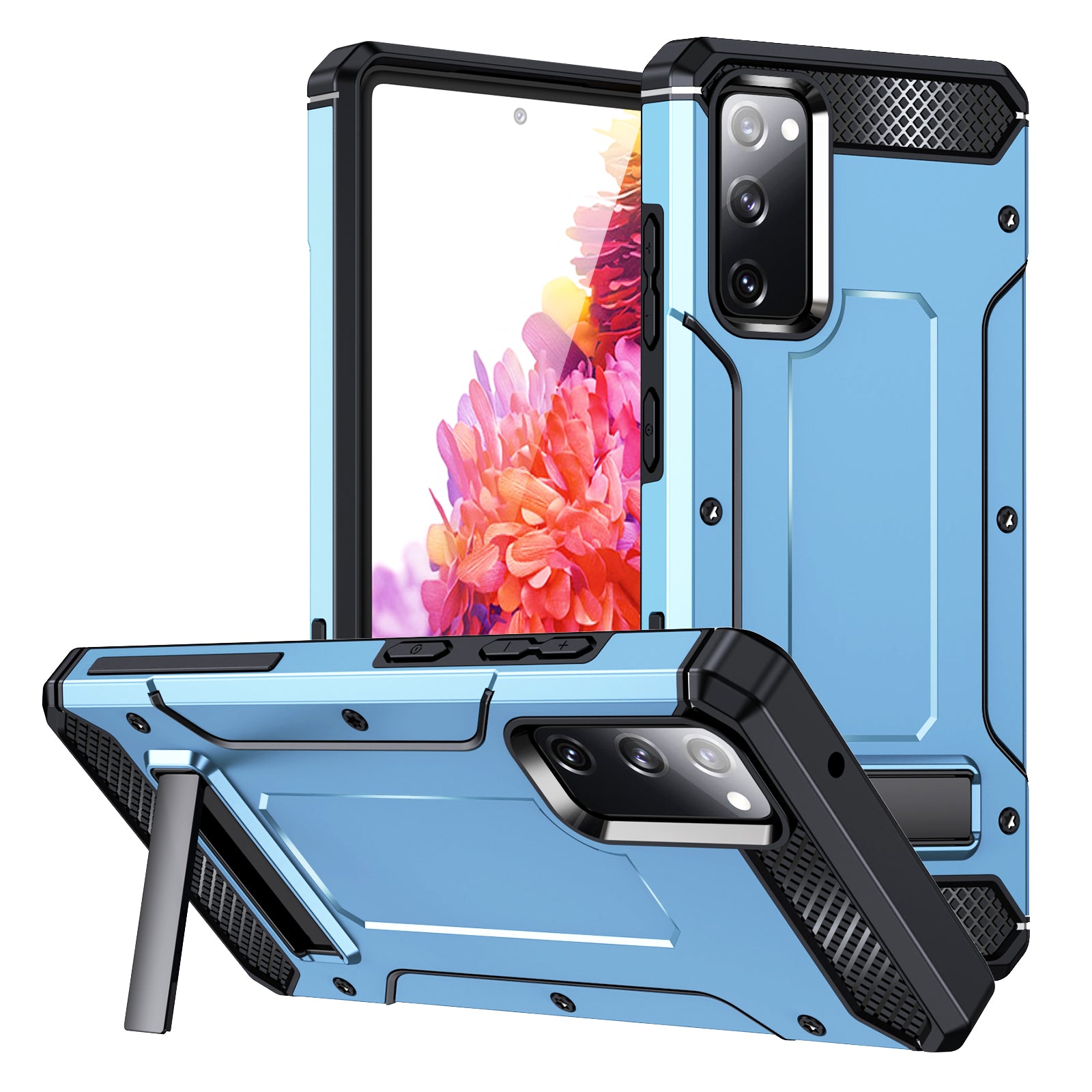 For Samsung Galaxy S21 FE 5G Kickstand Case TPU PC Dual Layer Protection Shockproof Phone Cover