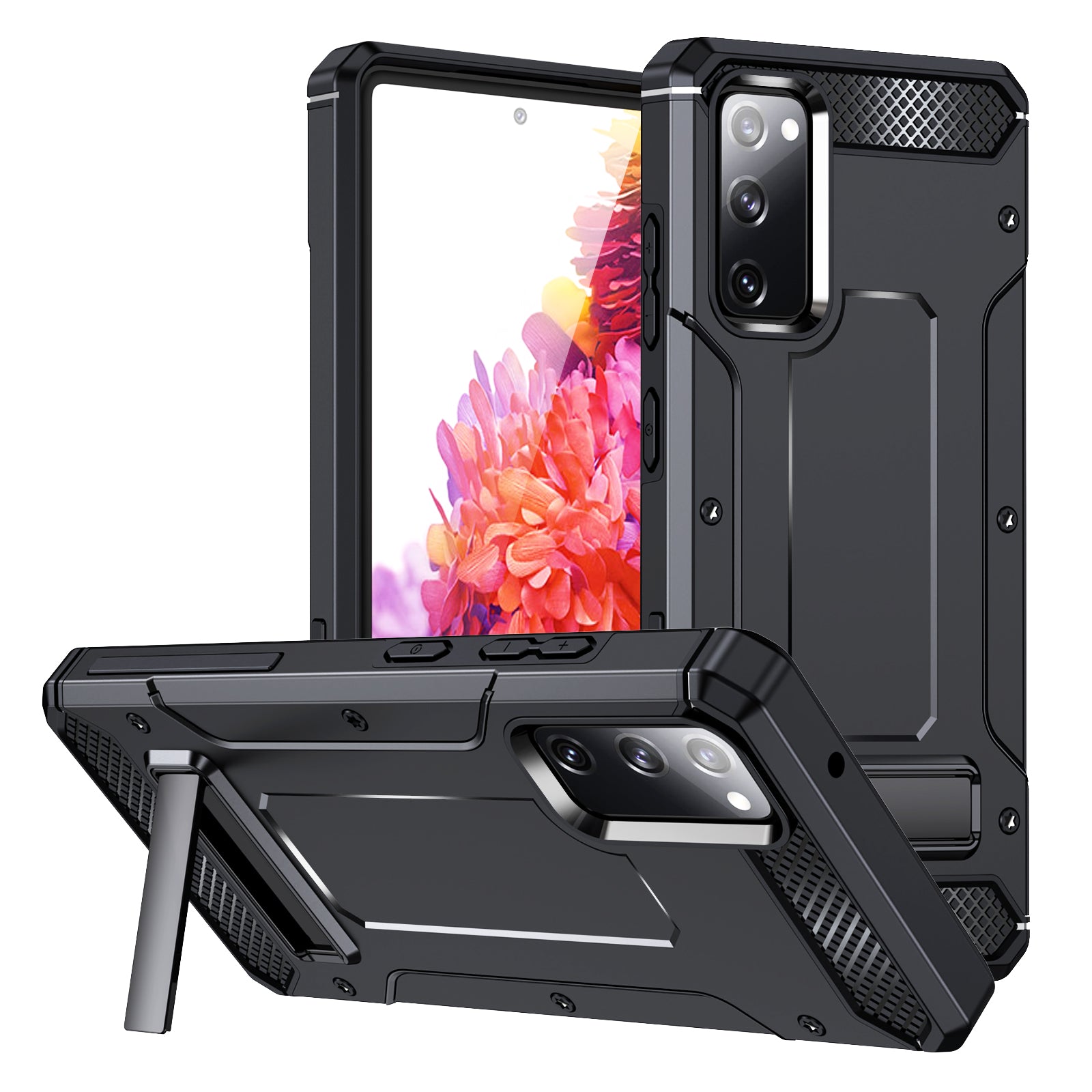For Samsung Galaxy S20 FE FE 5G FE 2022 S20 Lite Kickstand Case TPU PC Dual Layer Protection Anti-drop Phone Cover