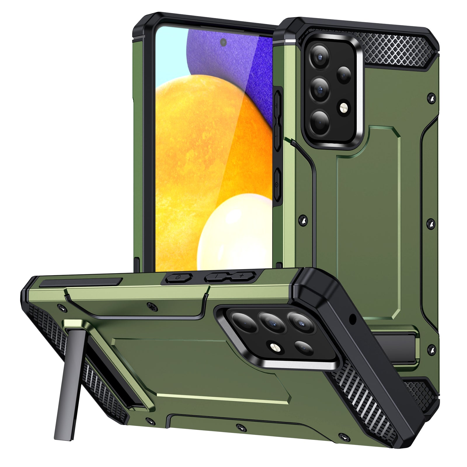 For Samsung Galaxy A52 4G 5G A52s 5G Bump Proof Kickstand Case TPU PC Dual Layer Protection Phone Cover