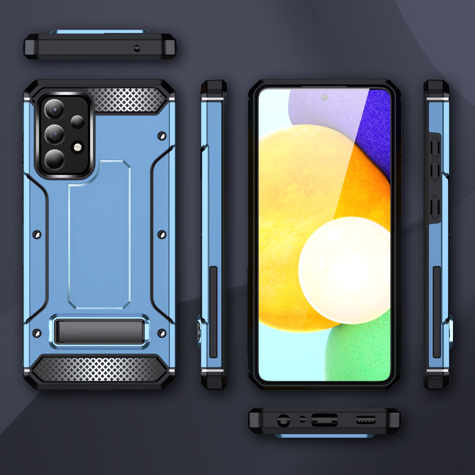 For Samsung Galaxy A52 4G 5G A52s 5G Bump Proof Kickstand Case TPU PC Dual Layer Protection Phone Cover