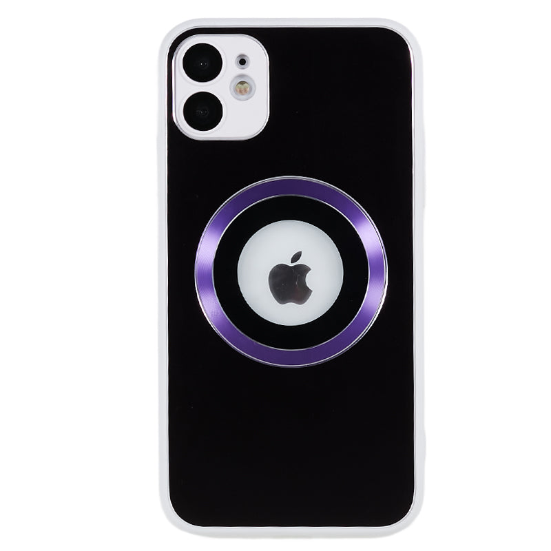 Logo View Magnetic Phone Case for iPhone 12 AG Matte Aluminum Alloy Ring Phone TPU Cover