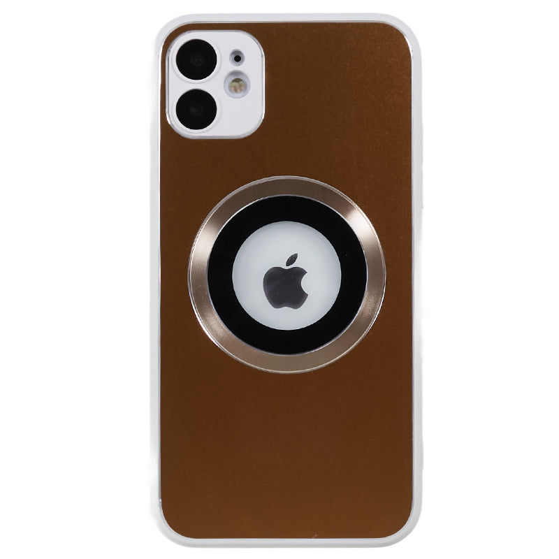 Logo View Magnetic Phone Case for iPhone 12 AG Matte Aluminum Alloy Ring Phone TPU Cover