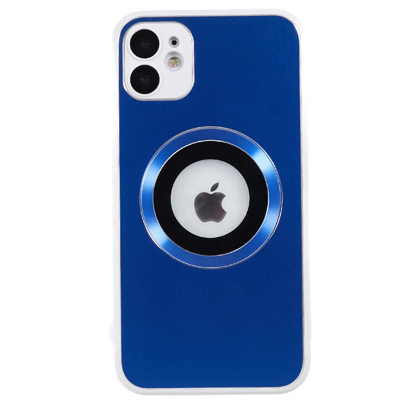 Logo View Magnetic Phone Case for iPhone 12 AG Matte Aluminum Alloy Ring Phone TPU Cover