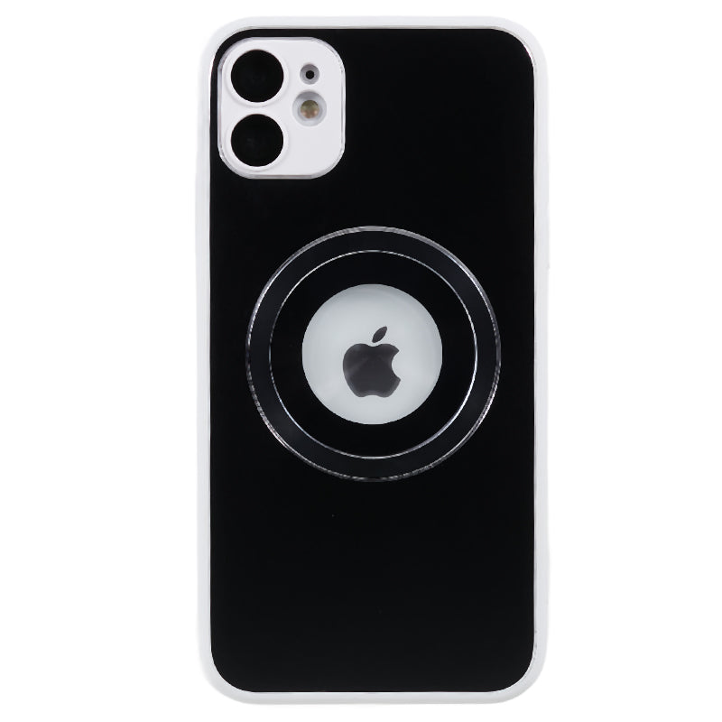 Logo View Magnetic Phone Case for iPhone 12 AG Matte Aluminum Alloy Ring Phone TPU Cover