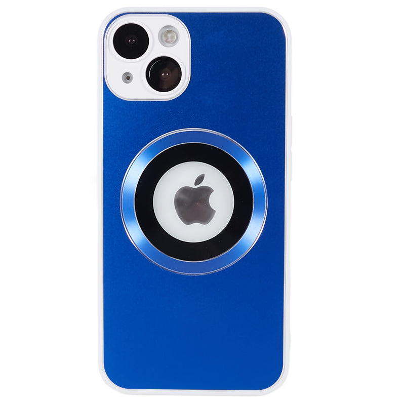 For iPhone 14 Plus AG Matte Magnetic Phone Case Logo View Aluminum Alloy Ring TPU Phone Cover