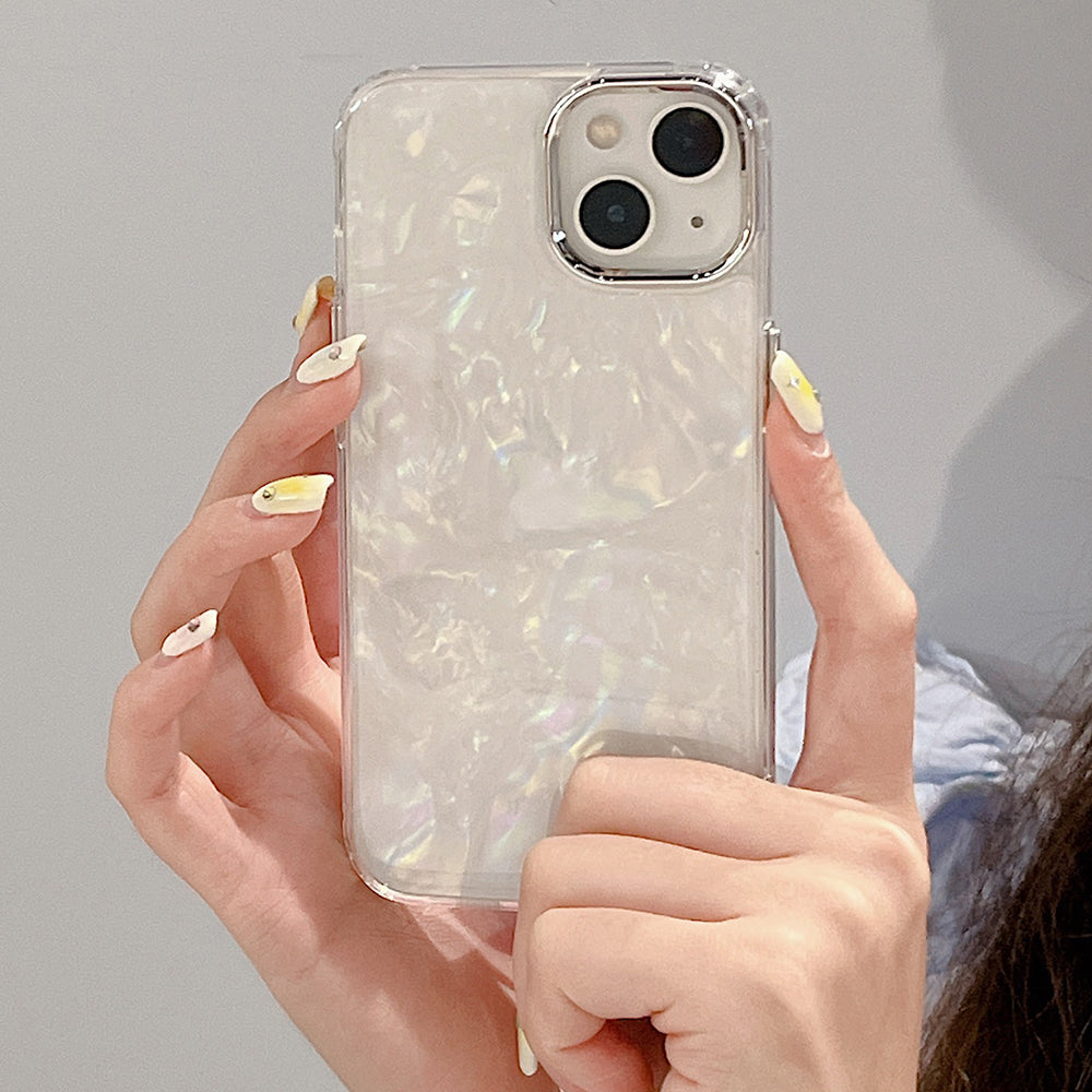 Pro iPhone 13 Pouzdro na telefon Galvanické pokovování Efektní barevný kryt TPU na telefon s texturou skořepiny