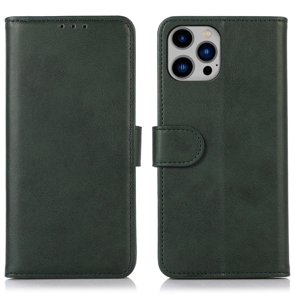 Pouzdro na stojan pro iPhone 15 Pro Phone Wallet PU Leather Hovězí kůže Textura Fall Proof Cover