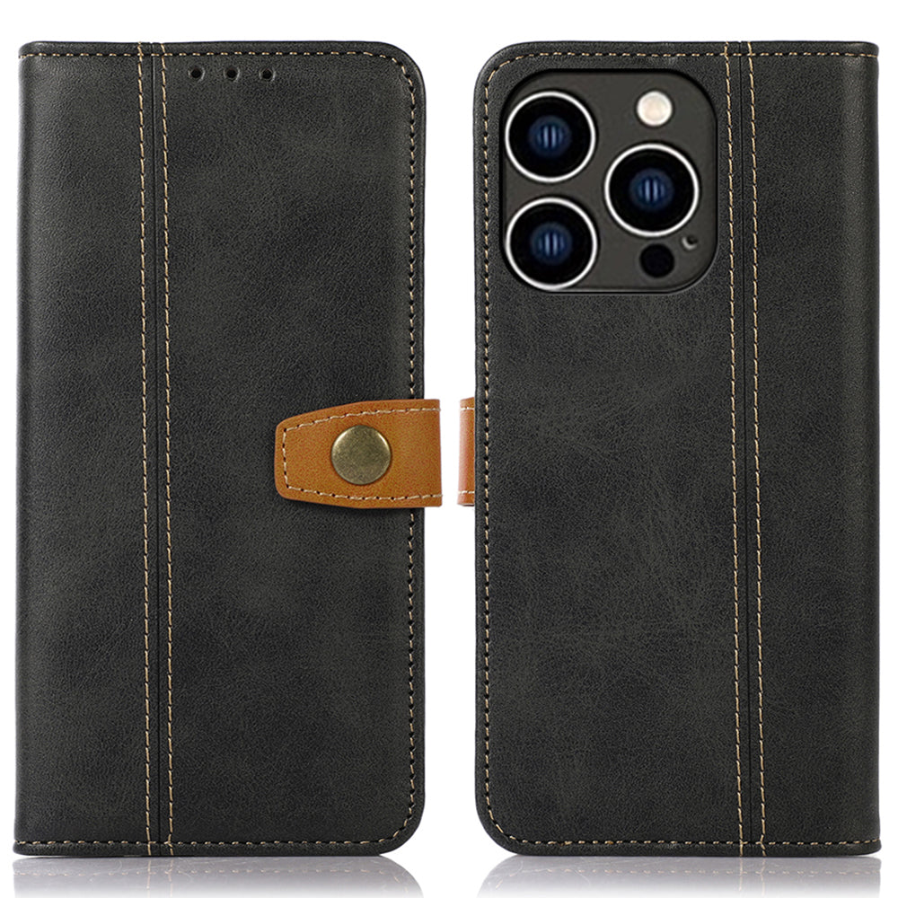 Telefoncover til iPhone 15 Pro Calf Texture Flip Stand PU Læder Wallet Cover