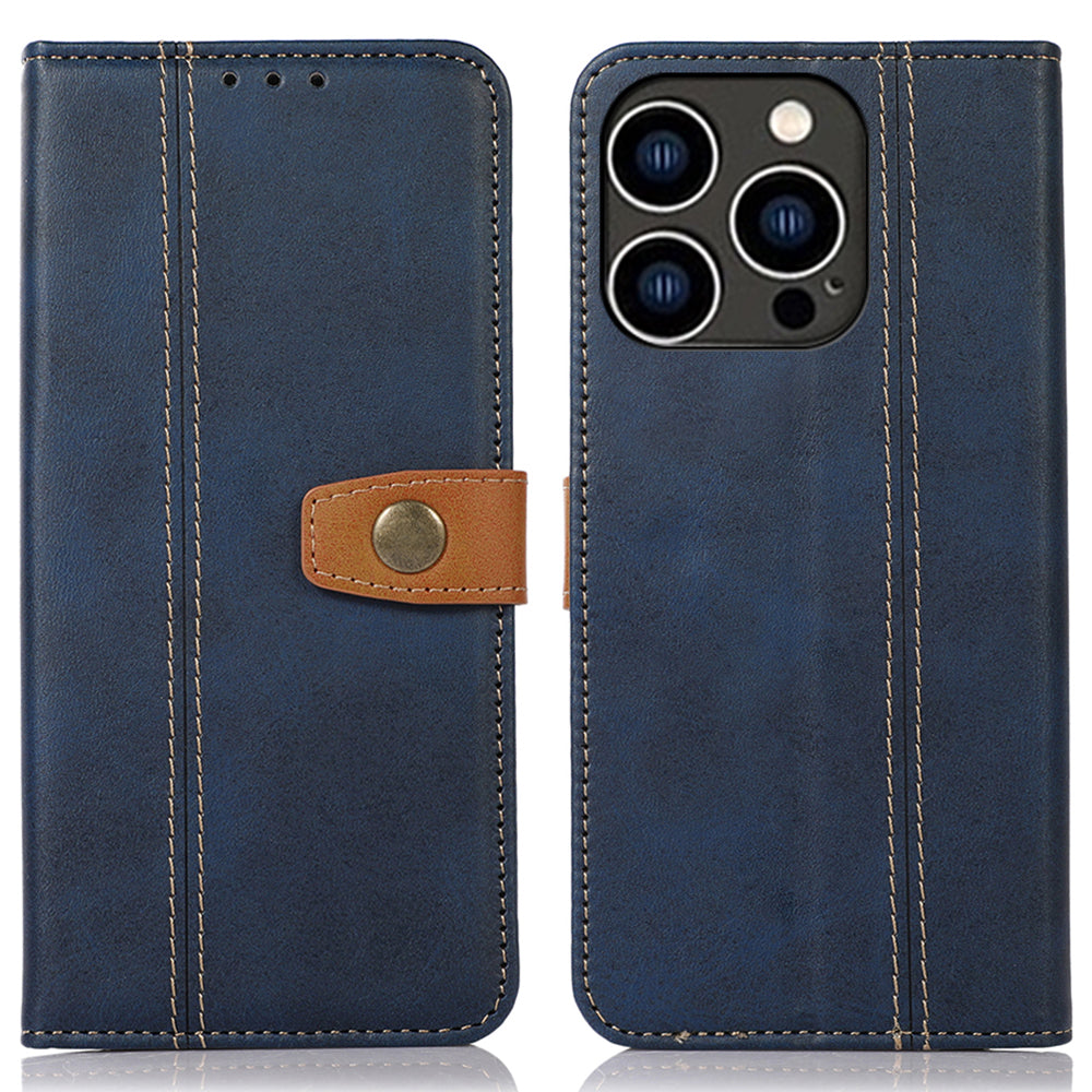 Telefoncover til iPhone 15 Pro Calf Texture Flip Stand PU Læder Wallet Cover