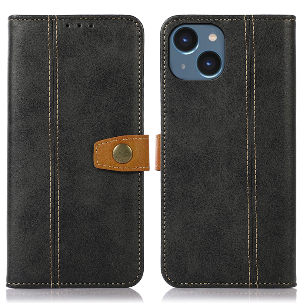 Telefoncover til iPhone 15 Plus Calf Texture Flip Stand PU Læder Fuld beskyttelse tegnebogscover