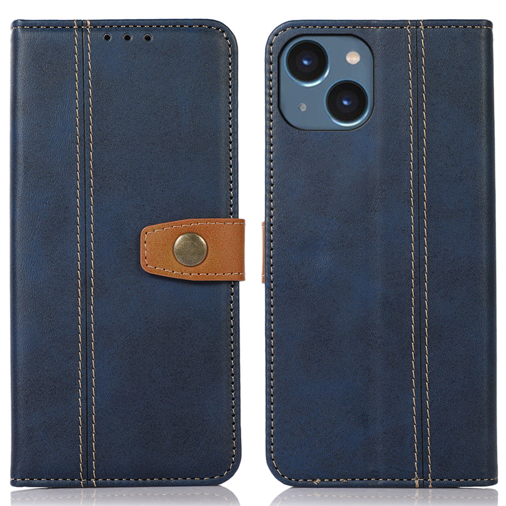 Telefoncover til iPhone 15 Plus Calf Texture Flip Stand PU Læder Fuld beskyttelse tegnebogscover