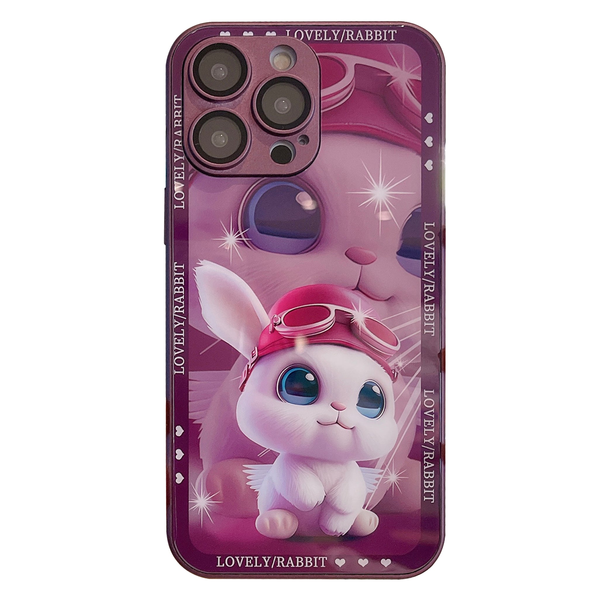 Telefoncover til iPhone 12 Pro Rabbit Pilot Mønstertryk Hærdet glas TPU Anti-fald etui med linsefilm