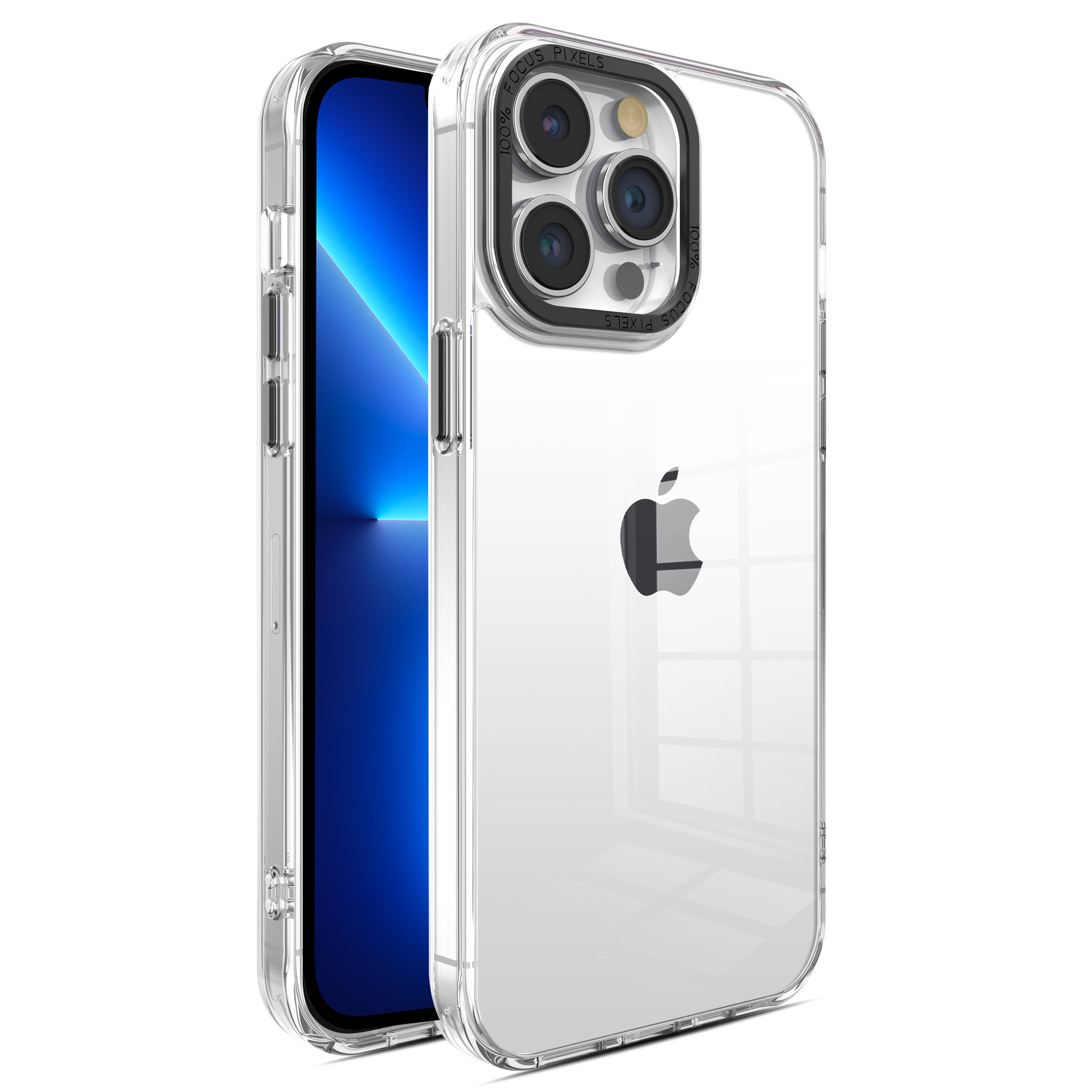 For iPhone 13 Pro Max Crystal Series Back Cover Drop Proof Transparent PC TPU Phone Case