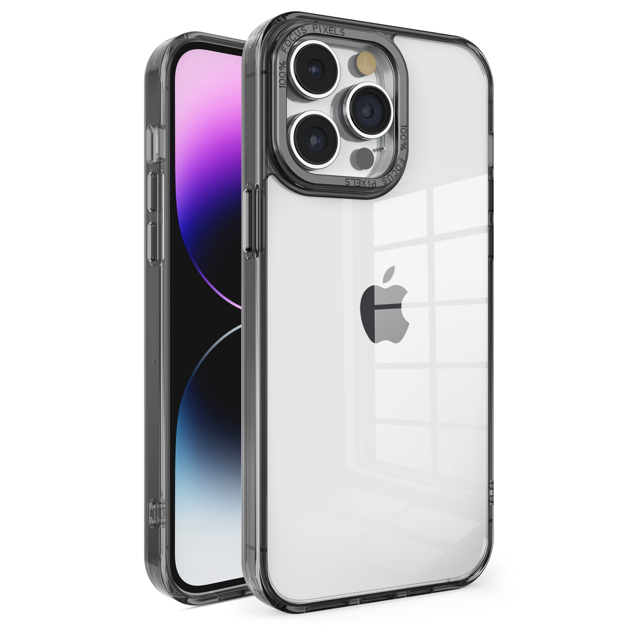 For iPhone 14 Pro Max Crystal Series Back Cover Transparent Shockproof PC TPU Phone Case