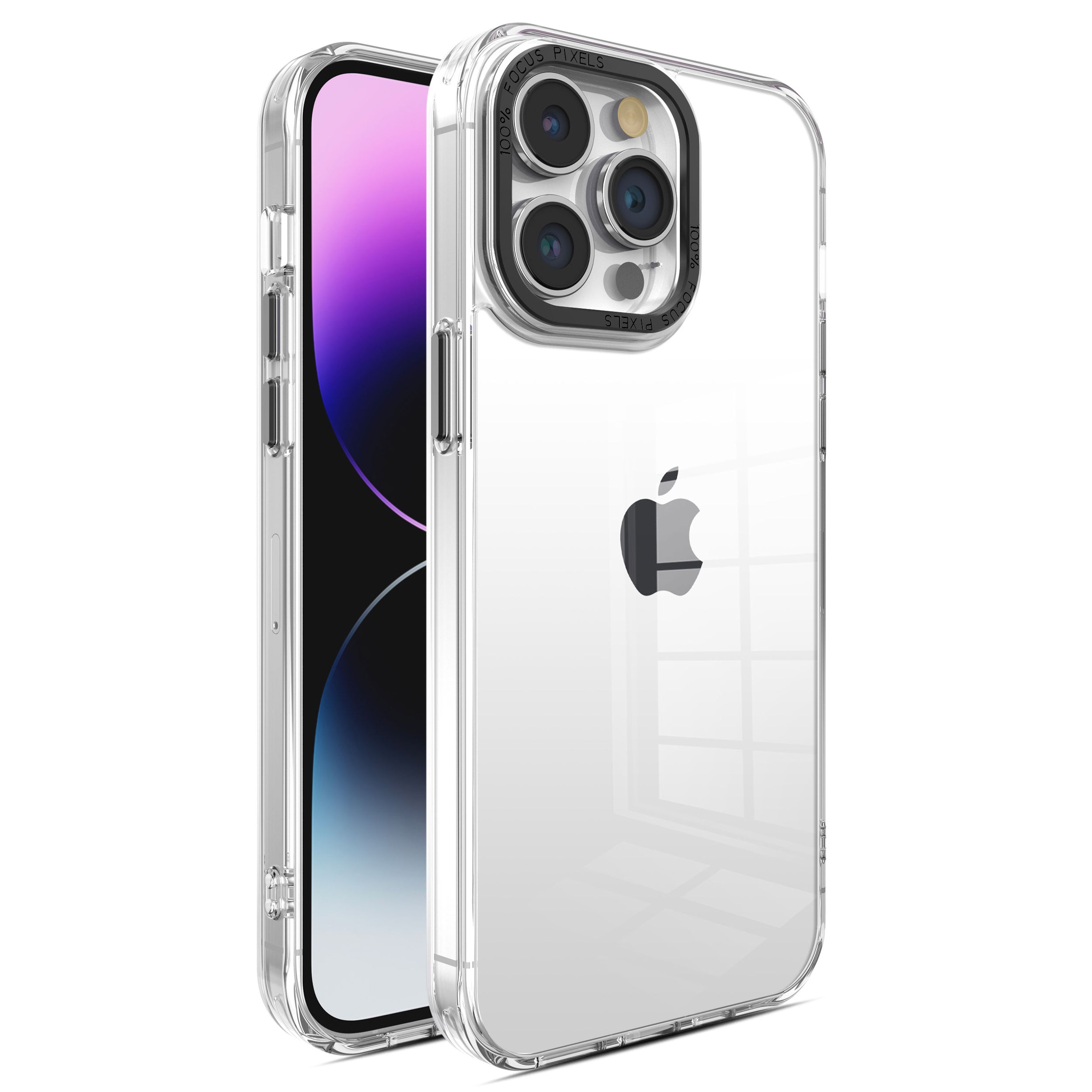For iPhone 14 Pro Max Crystal Series Back Cover Transparent Shockproof PC TPU Phone Case