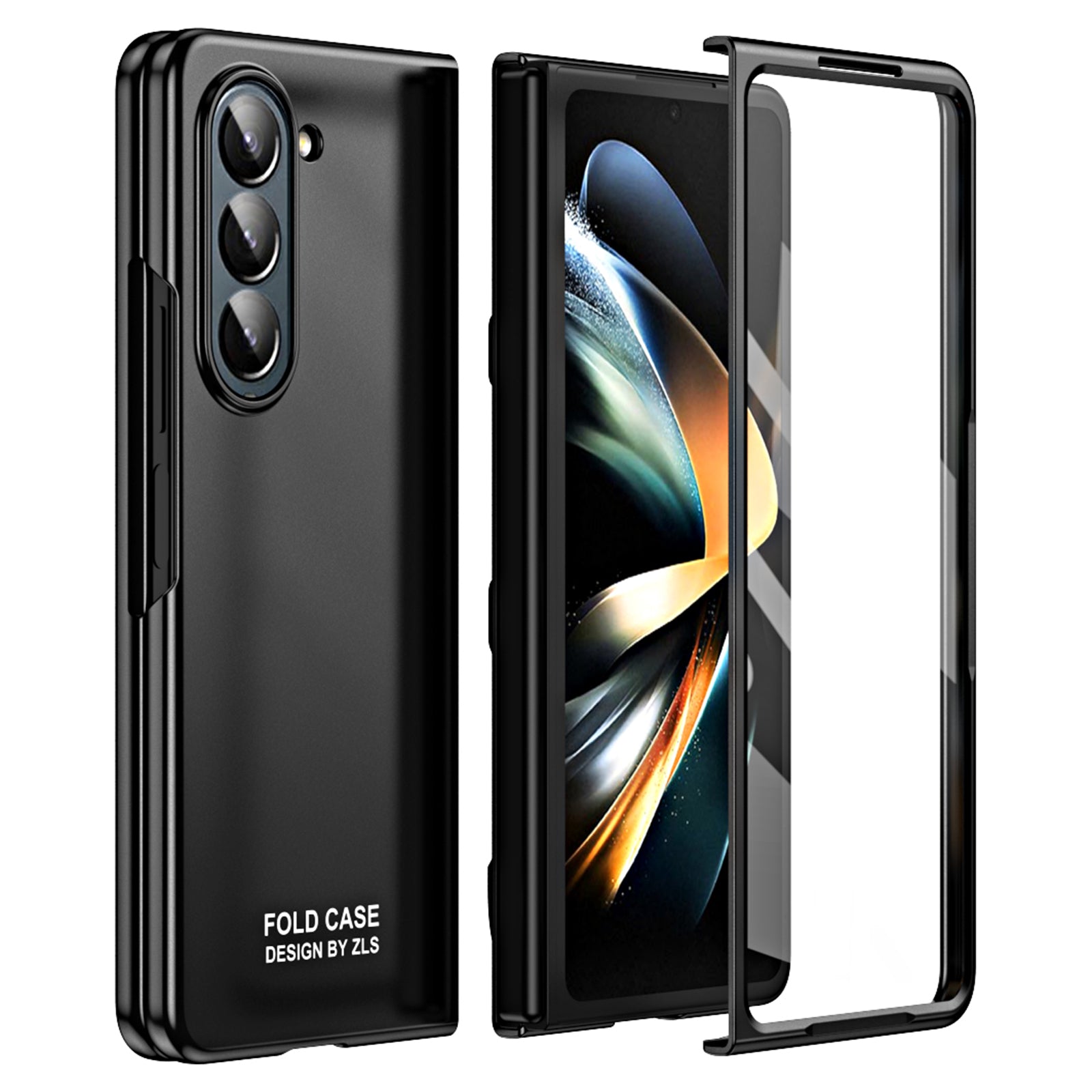 For Samsung Galaxy Z Fold5 5G Phone Case Hard PC Scratch Resistant Cover with Tempered Glass Film