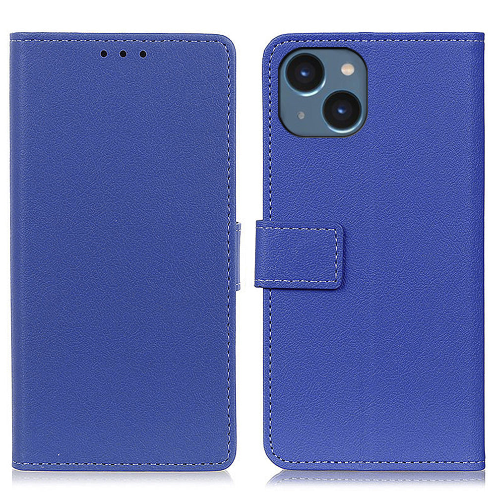 For iPhone 15 Textured PU Leather Wallet Phone Case Phone Shell Stand Flip Cover