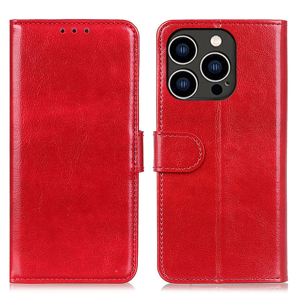 Pro iPhone 15 Pro Max Shockproof Crazy Horse Texture Flip Kryt na telefon Peněženka TPU PU Kožený stojánek Pouzdro na telefon