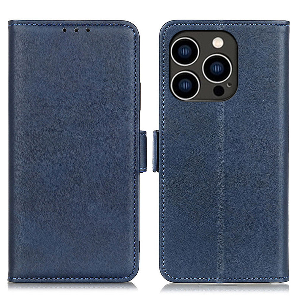 Pro iPhone 15 Pro Max Full Protection Cover PU kožený stojánek na peněženku s texturou hovězí kůže Pouzdro na mobilní telefon