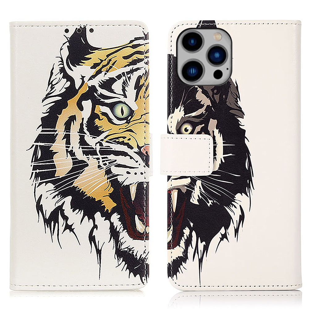 For iPhone 15 Pro PU Leather Wallet Phone Case Pattern Printing Stand Anti-drop Phone Cover