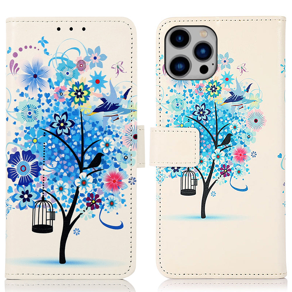 For iPhone 15 Pro PU Leather Wallet Phone Case Pattern Printing Stand Anti-drop Phone Cover
