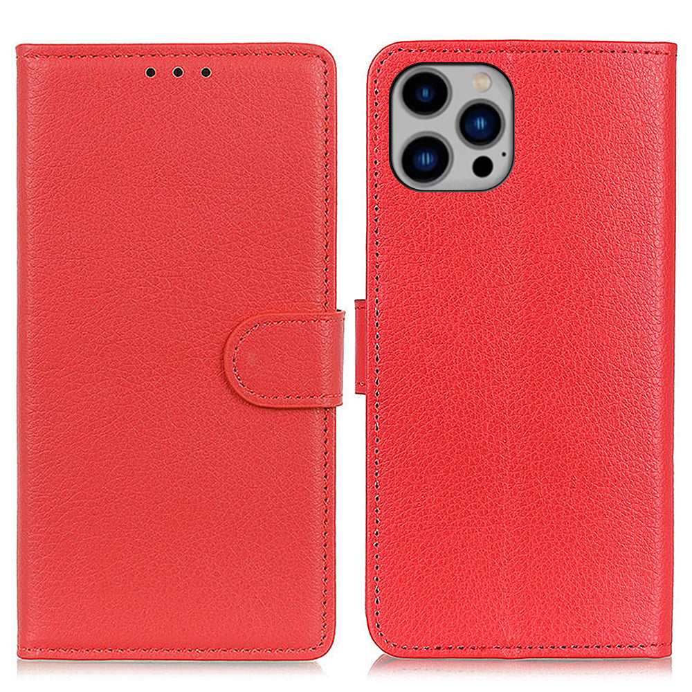 For iPhone 15 Pro Max Litchi Texture Phone Wallet Case PU Leather Stand Protective Phone Cover
