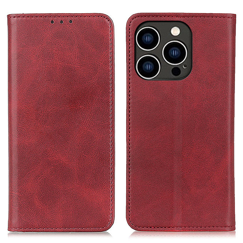Split Læder Wallet Cover til iPhone 15 Pro Max Fuld beskyttelse Telefon Stand Cover