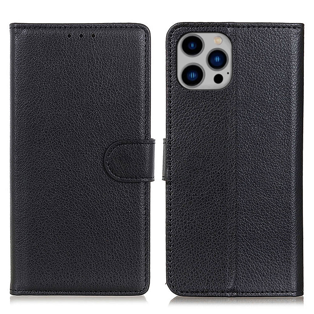 Pro iPhone 15 Pro PU kůže s plnou ochranou Pouzdro na telefon Peněženka Litchi Texture Cover