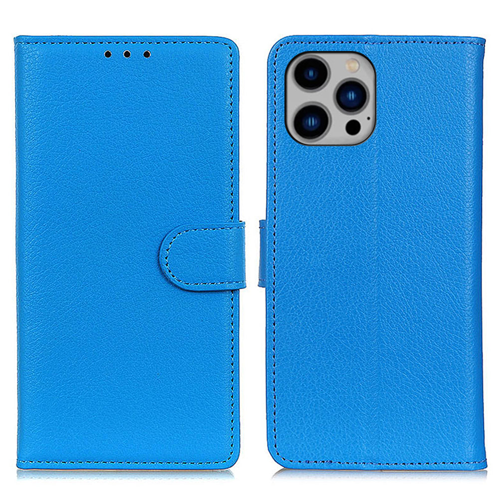 Pro iPhone 15 Pro PU kůže s plnou ochranou Pouzdro na telefon Peněženka Litchi Texture Cover