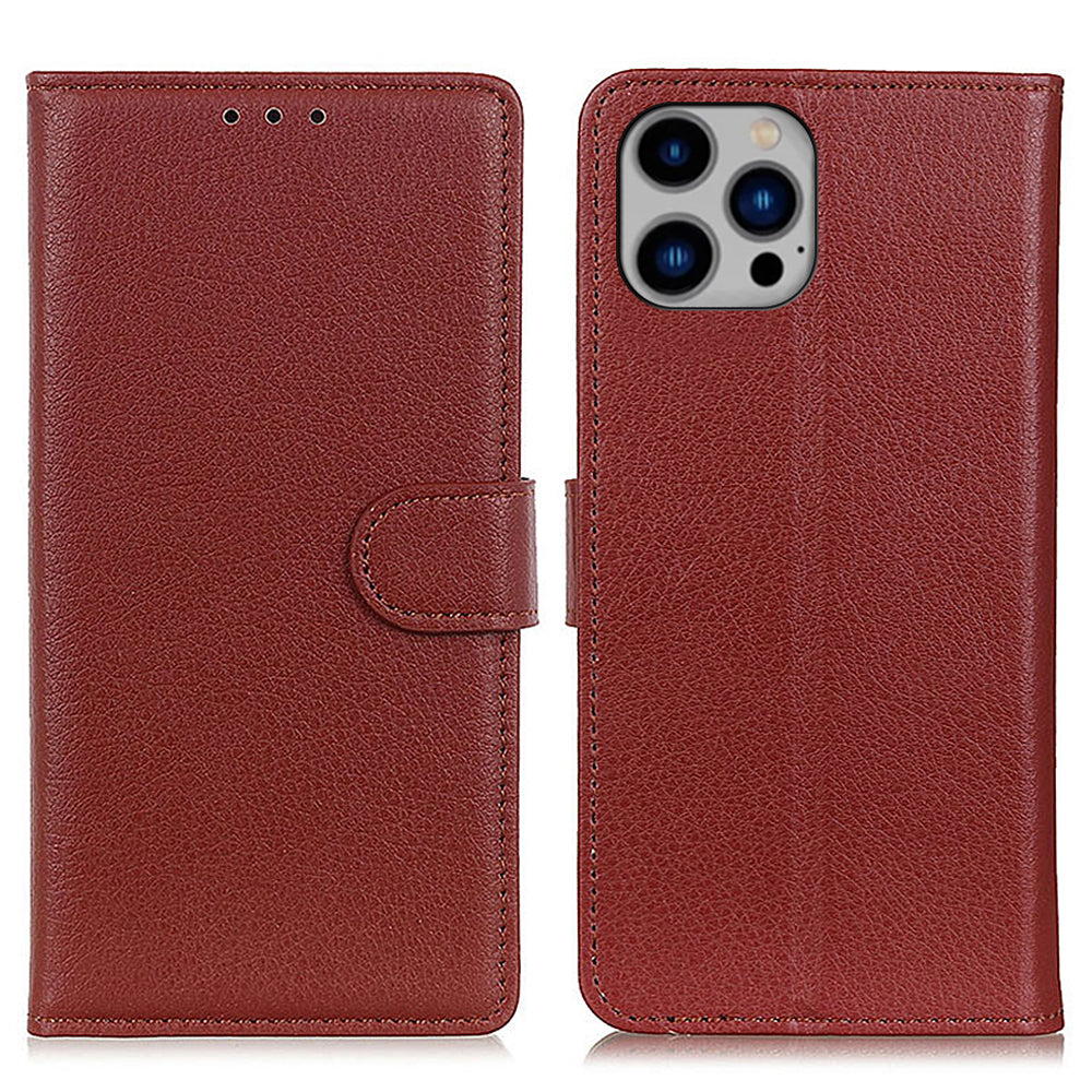 Pro iPhone 15 Pro PU kůže s plnou ochranou Pouzdro na telefon Peněženka Litchi Texture Cover