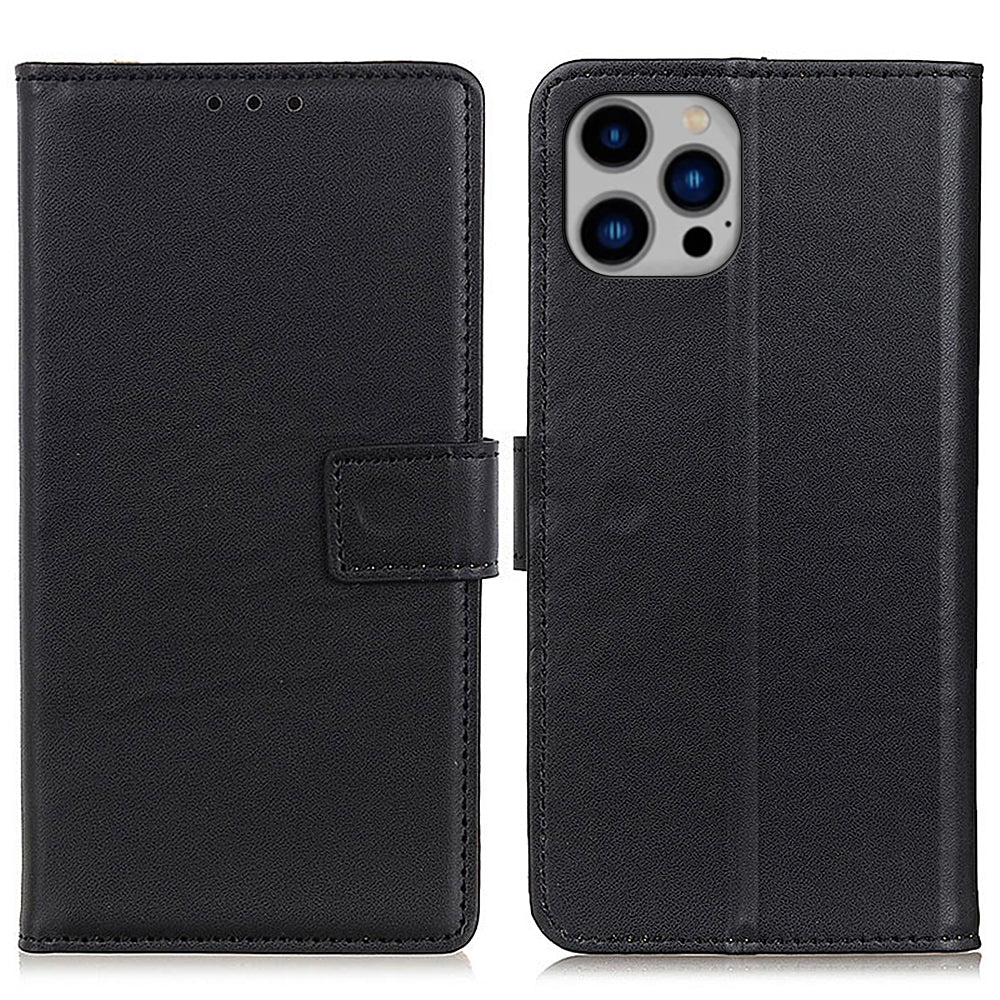 For iPhone 15 Pro PU Leather Wallet Phone Cover Scratch-resistsant Stand Smartphone Case