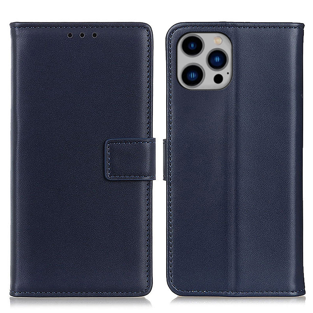 For iPhone 15 Pro PU Leather Wallet Phone Cover Scratch-resistsant Stand Smartphone Case