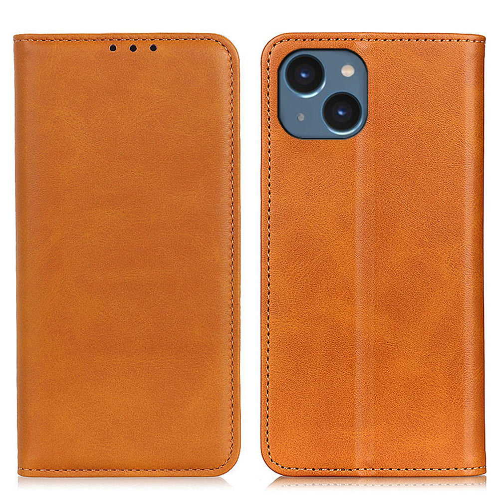 For iPhone 15 Anti-Scratch Phone Case Full Protection Stand Split Leather Wallet Cell Phone Cover