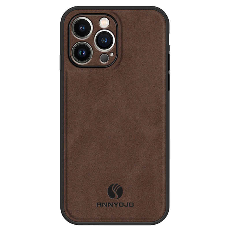 ANNYOJO For iPhone 14 Pro Max Phone Case PU Leather PC TPU Bump Proof Cover with Car Mount Metal Sheet