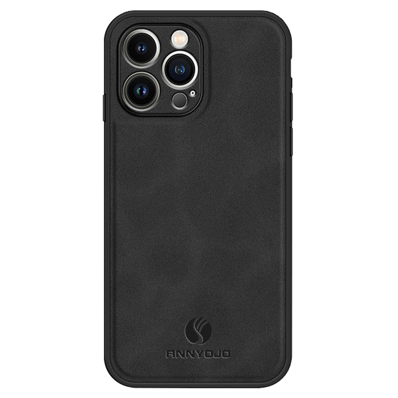 ANNYOJO For iPhone 14 Pro Max Phone Case PU Leather PC TPU Bump Proof Cover with Car Mount Metal Sheet