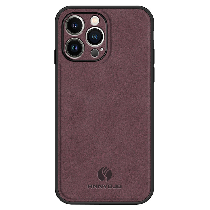 ANNYOJO For iPhone 14 Pro Max Phone Case PU Leather PC TPU Bump Proof Cover with Car Mount Metal Sheet