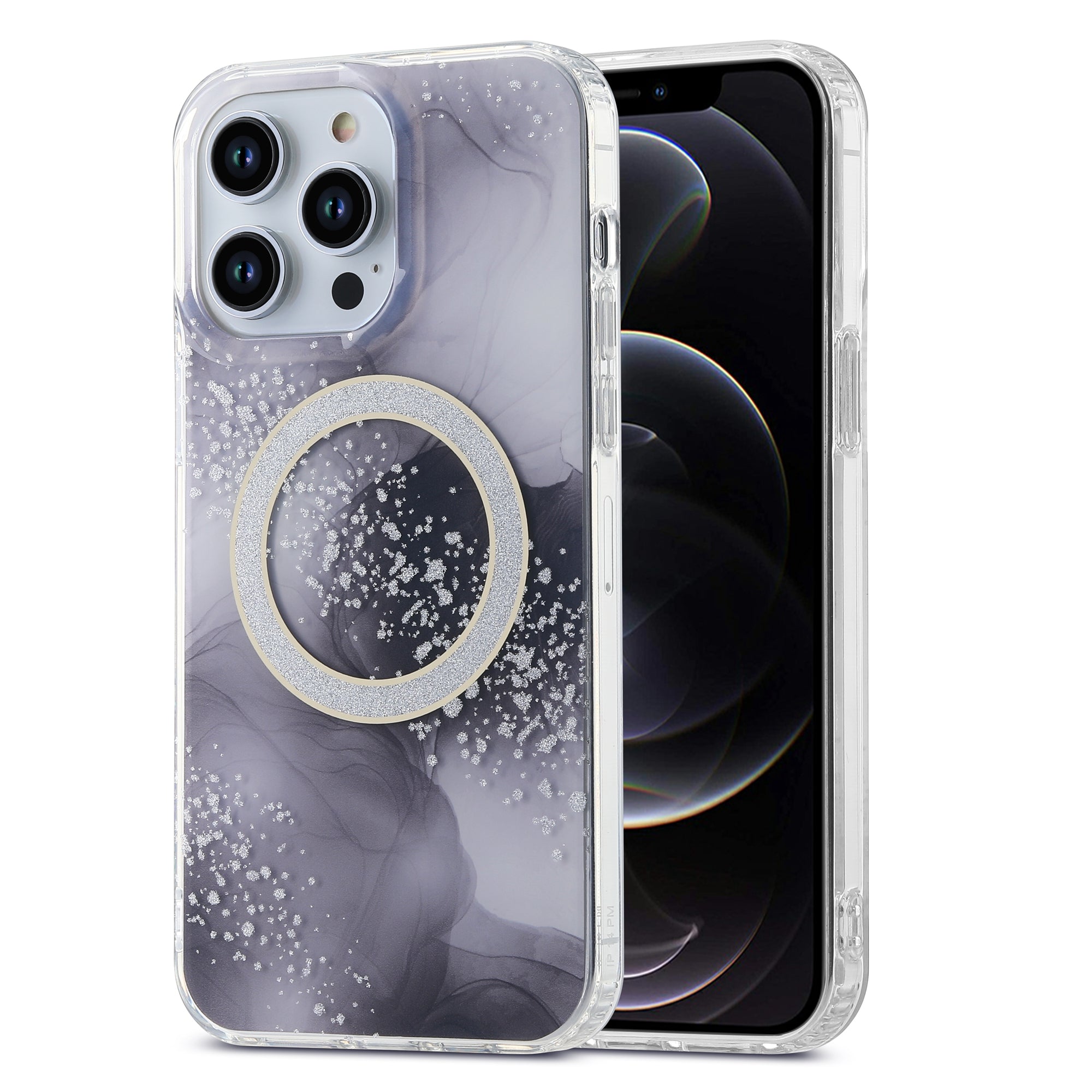For iPhone 12 Pro Max 6.7 inch IMD TPU PC Phone Case Marble Pattern Back Cover Compatible with MagSafe