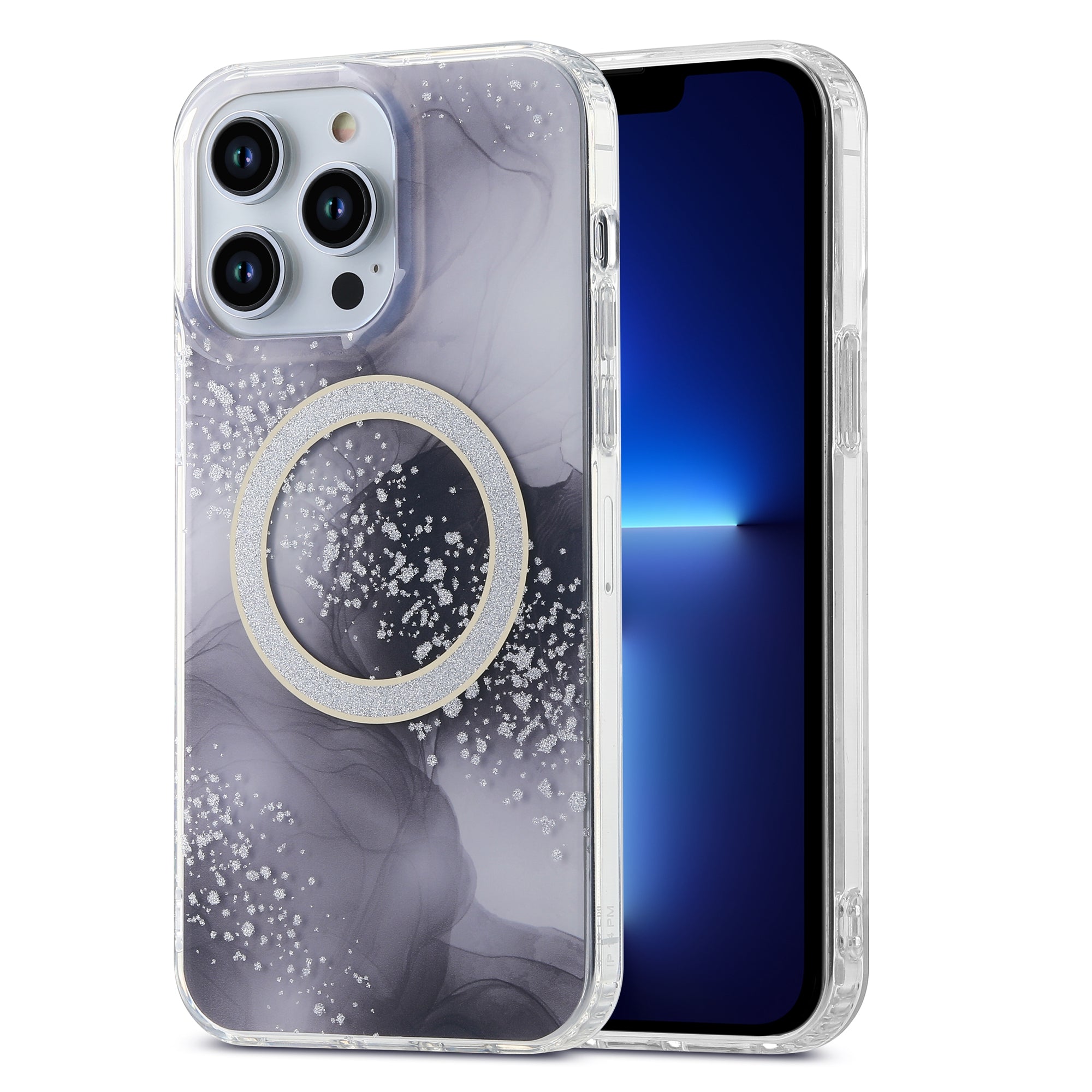 For iPhone 13 Pro Max 6.7 inch TPU PC Magnetic Phone Case Compatible with MagSafe IMD Marble Pattern Cover