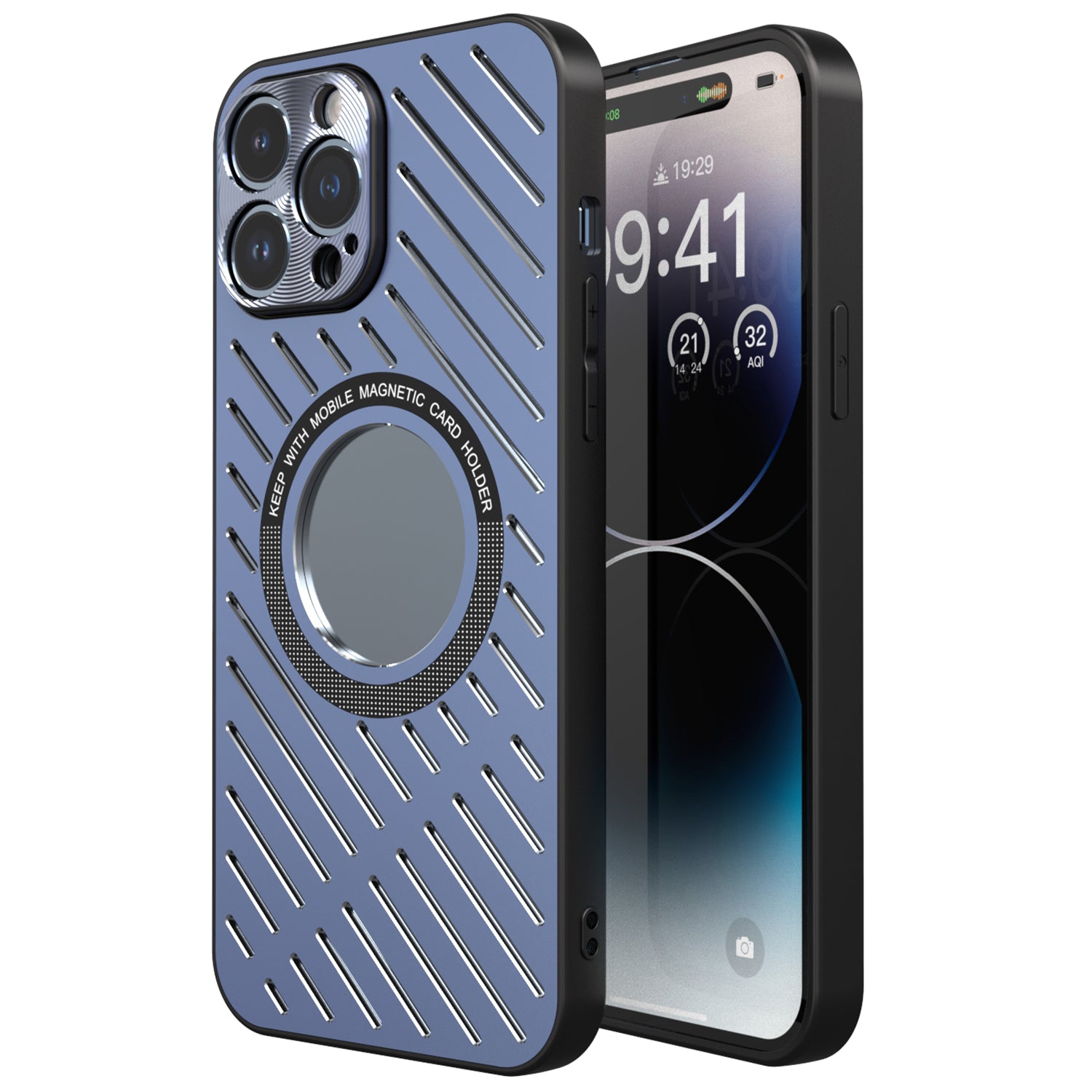 R-JUST RJ57 pro iPhone 14 Pro Kompatibilní s pouzdrem MagSafe s dutým kovovým TPU odolným proti nárazu
