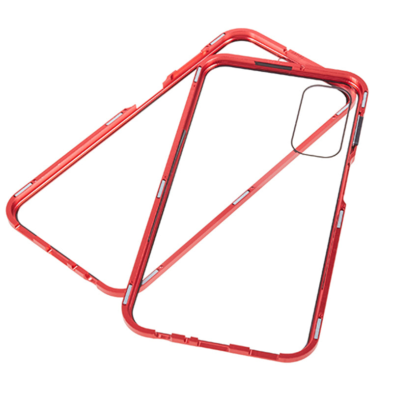 For Samsung Galaxy A24 4G Clear Double-Sided Tempered Glass Case Magnetic Adsorption Metal Frame Phone Cover