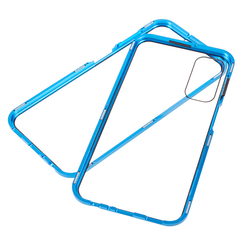 For Samsung Galaxy A24 4G Clear Double-Sided Tempered Glass Case Magnetic Adsorption Metal Frame Phone Cover