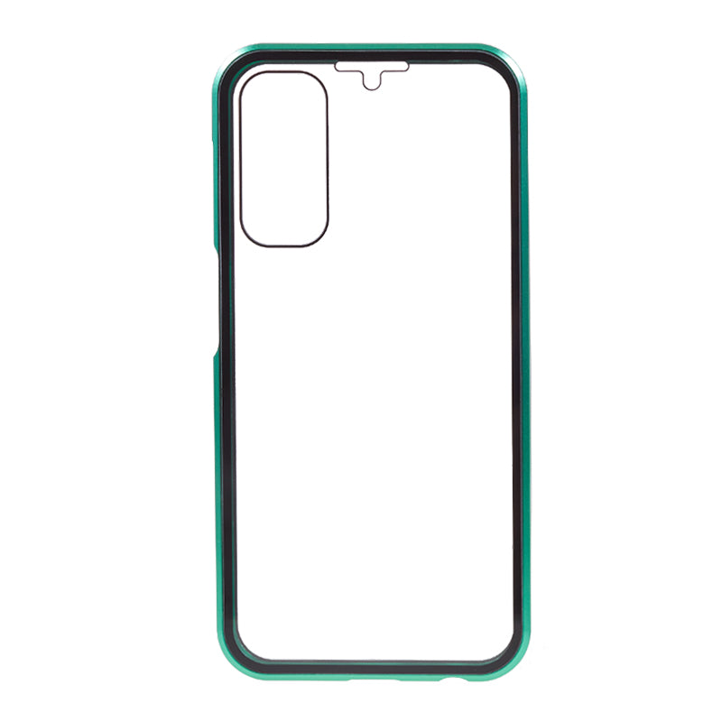 For Samsung Galaxy A24 4G Clear Double-Sided Tempered Glass Case Magnetic Adsorption Metal Frame Phone Cover