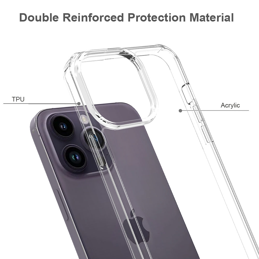 For iPhone 15 Pro Max Shockproof Acrylic TPU Hybrid Mobile Phone Cover Clear Anti-Scratch Phone Case Shell