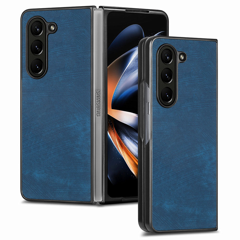 For Samsung Galaxy Z Fold5 5G Vintage PU Leather PC Phone Case Anti-Scratch Protective Cover