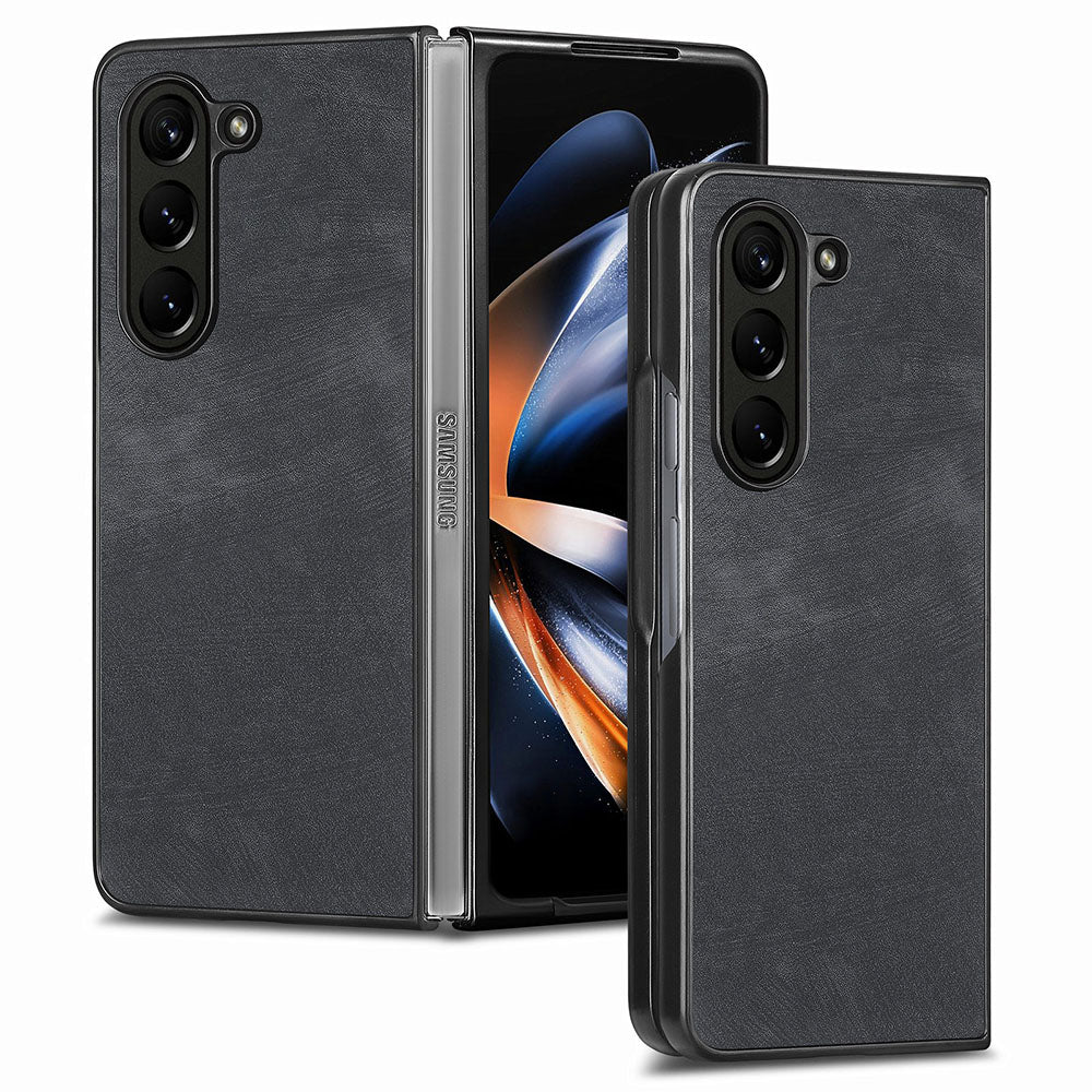 For Samsung Galaxy Z Fold5 5G Vintage PU Leather PC Phone Case Anti-Scratch Protective Cover