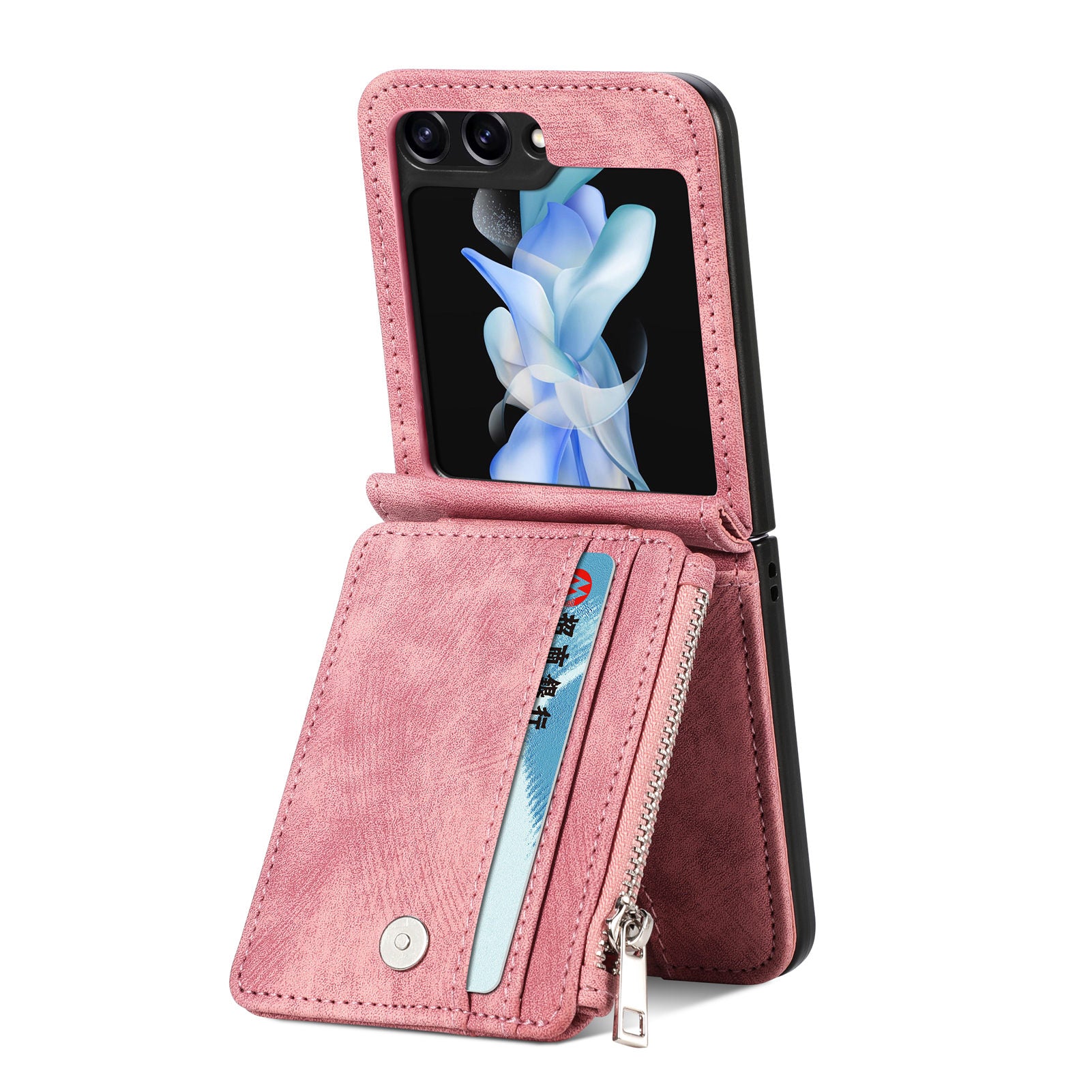 Protective Wallet Case for Samsung Galaxy Z Flip5 5G Retro PU Leather PC Phone Cover with Kickstand