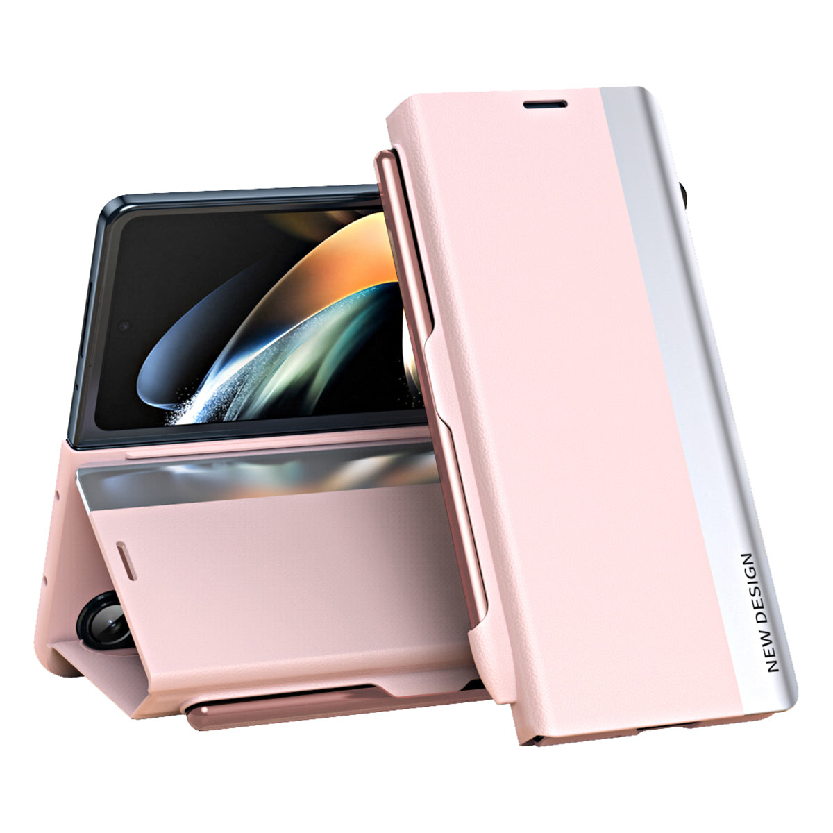 For Samsung Galaxy Z Fold5 5G Shockproof Case PU Leather PC Phone Cover with Pencil