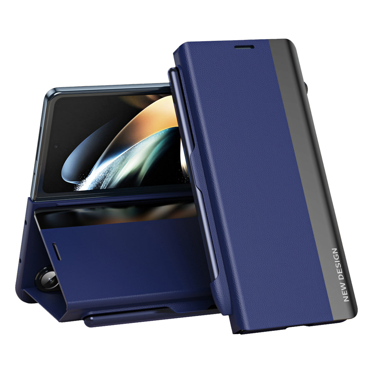 For Samsung Galaxy Z Fold5 5G Shockproof Case PU Leather PC Phone Cover with Pencil