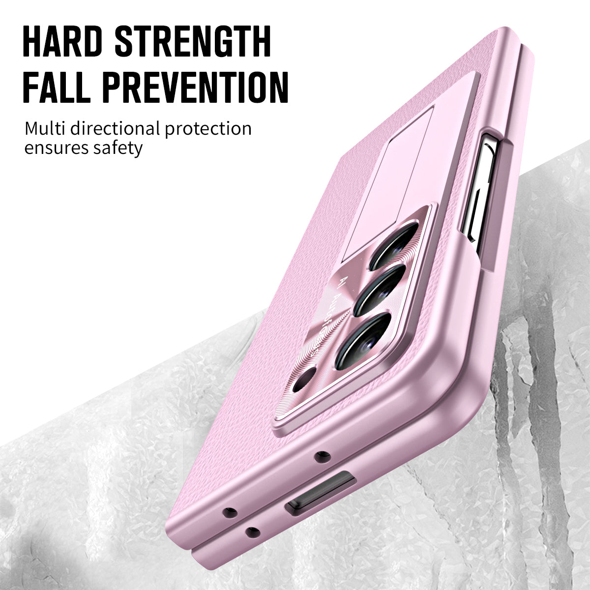 For Samsung Galaxy Z Fold5 5G Litchi Texture Leather PC Case Shockproof Kickstand Phone Cover